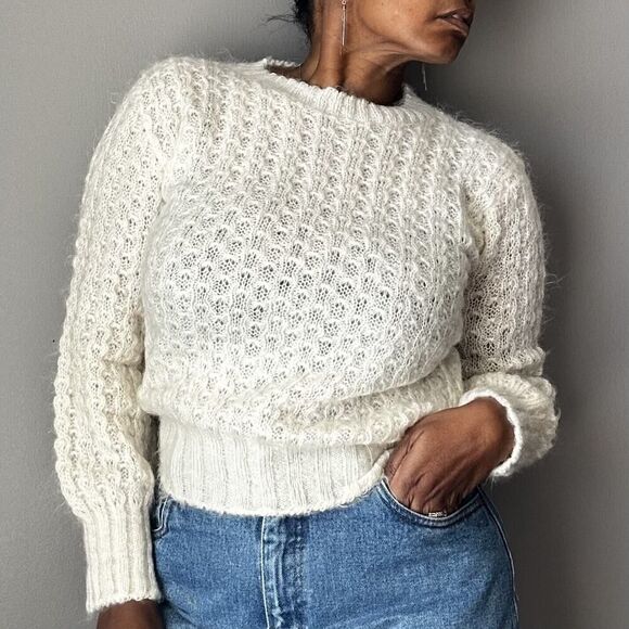 Vintage Jaqques Simon Sweater Cottagecore Feminine Academia 70s Ivory Women’s M - Picture 9 of 10